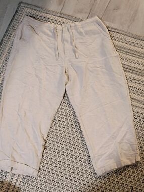 Cubavera Men's Lightweight Drawstring Linen Pants - Cream/Tan